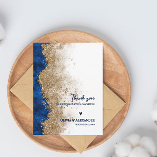 Koninklijk Blauw Goud Luxe Formele Trouw Dankjewel Briefkaart