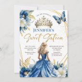 Koninklijk Blauw Goud Prinses Tiara Bloemen Zoet 1 Kaart (Voorkant)