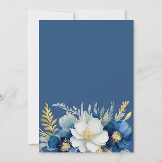 Koninklijk Blauw Goud Prinses Tiara Bloemen Zoet 1 Kaart (Achterkant)