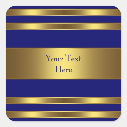 Koninklijk Blauw Goud Vierkante Sticker (Voorkant)