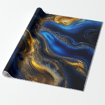 Koninklijk Blauw & Goud Vloeibare Kunst