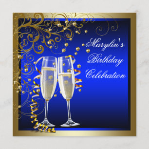 Koninklijk Blauw Goud Vrouw Blauw Goud Verjaardag Kaart