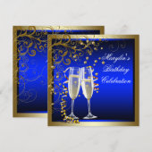 Koninklijk Blauw Goud Vrouwen Blauw Goud Verjaarda Kaart (Voorkant / Achterkant)