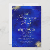 Koninklijk Blauw Gouden 30ste Verjaardagsfeestvier Kaart (Voorkant)