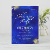 Koninklijk Blauw Gouden 30ste Verjaardagsfeestvier Kaart (Staand voorkant)