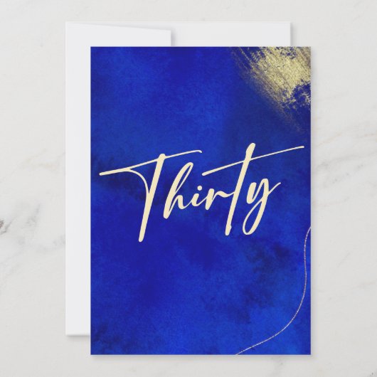 Koninklijk Blauw Gouden 30ste Verjaardagsfeestvier Kaart (Achterkant)
