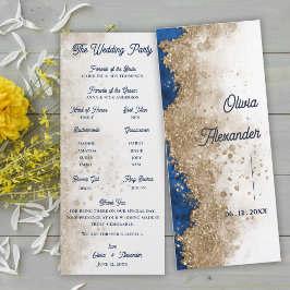 Koninklijk Blauw Gouden Abstract Trouwceremonie Pr Kaart