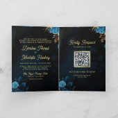 Koninklijk Blauw Gouden Bloem QR Code Moslim Huwel (Binnen)