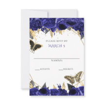 Koninklijk Blauw Gouden Bloem Vlinders Quinceanera