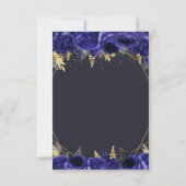 Koninklijk Blauw Gouden Bloem Vlinders Quinceanera RSVP Kaartje (Achterkant)