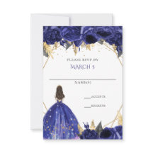 Koninklijk Blauw Gouden Bloemenkleed Prinses Quinc