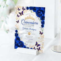 Koninklijk Blauw Gouden Bloemstuk Quinceanera