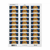 Koninklijk Blauw & Gouden Drapers Rol Wedding Part Etiket (Full Sheet)