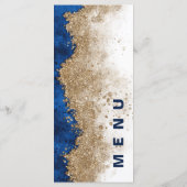 Koninklijk Blauw Gouden Formele Luxe Trouwreceptie Menu (Achterkant)