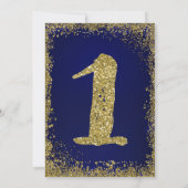 Koninklijk Blauw & Gouden Glitter Glam 1e Verjaard Kaart (Achterkant)