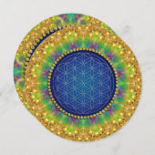 Koninklijk Blauw Gouden Heilige Geometrie Bruidsdo Kaart (Voorkant / Achterkant)