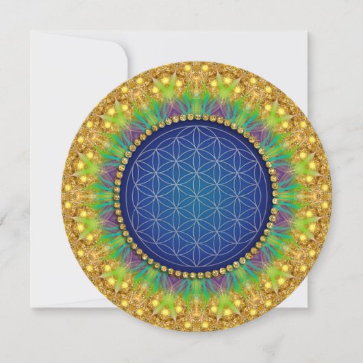 Koninklijk Blauw Gouden Heilige Geometrie Bruidsdo Kaart (Voorkant)