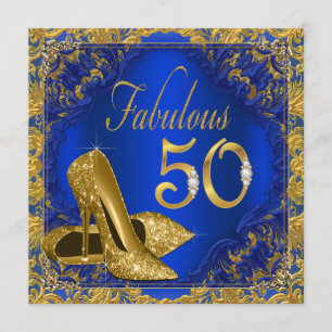 Koninklijk Blauw Gouden Hoge Hak Fabelachtige 50e  Kaart