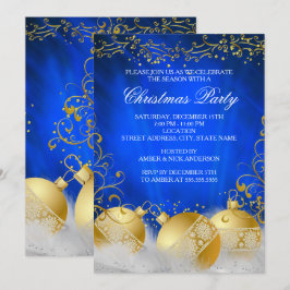 Koninklijk Blauw Gouden Kerstfeest Bal Wit Kerstfe Kaart