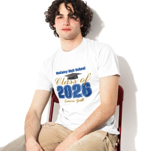 Koninklijk Blauw Gouden Klas van 2026 Op Maat Gema T-shirt