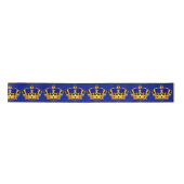 Koninklijk Blauw Gouden Kroon Fancy Prins Satijnen Lint (Voorkant)