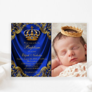 Koninklijk Blauw Gouden Kroon Kleine Prins Doop Kaart