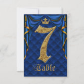 Koninklijk Blauw Gouden Kroon Trouw Tafel Nummer 7 Kaart (Voorkant)