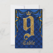 Koninklijk Blauw Gouden Kroon Trouw Tafel Nummer 9 Kaart (Voorkant)