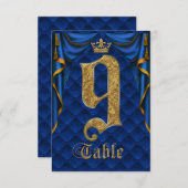 Koninklijk Blauw Gouden Kroon Trouw Tafel Nummer 9 Kaart (Voorkant / Achterkant)