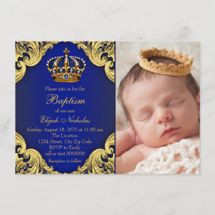 Koninklijk Blauw Gouden Kroonprins Doop Kaart