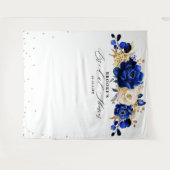 Koninklijk blauw gouden metalen bruidsdouche bloem wandkleed (Voorkant (horizontaal))