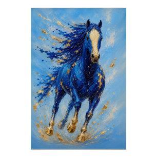 Koninklijk Blauw Gouden Paard Poster