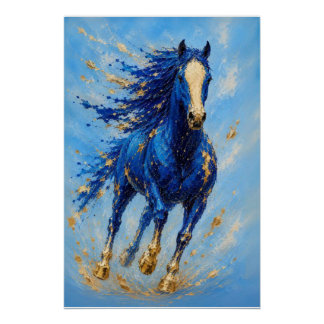 Koninklijk Blauw Gouden Paard Poster