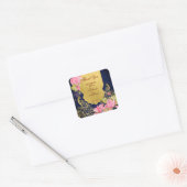 Koninklijk blauw gouden pauw lotus Indische bruilo Vierkante Sticker (Envelop)