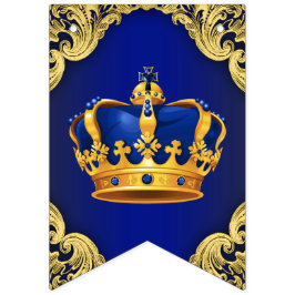 Koninklijk Blauw Gouden Prins Baby Shower Vlaggetjes