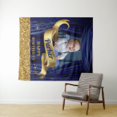 Koninklijk Blauw Gouden Prins Gefeliciteerd Wandkleed (In Situ (horizontaal))