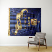 Koninklijk Blauw Gouden Prins Gefeliciteerd Wandkleed (In Situ (horizontaal))
