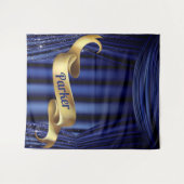 Koninklijk Blauw Gouden Prins Persoonlijk Wandkleed (Voorkant (horizontaal))