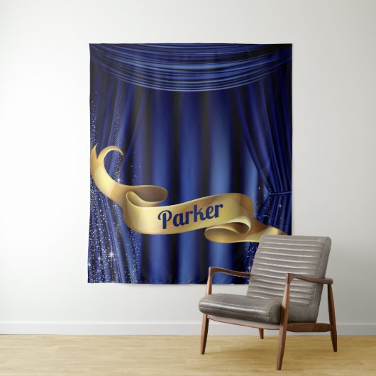 Koninklijk Blauw Gouden Prins Persoonlijk Wandkleed (In situ)