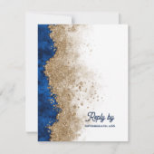 Koninklijk Blauw Gouden QR Code Luxe Trouwreactie  RSVP Kaartje (Voorkant)