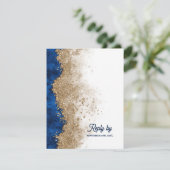 Koninklijk Blauw Gouden QR Code Luxe Trouwreactie  RSVP Kaartje (Staand voorkant)