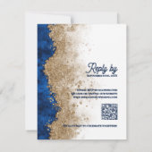 Koninklijk Blauw Gouden QR Code Luxe Trouwreactie  RSVP Kaartje (Achterkant)