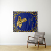 Koninklijk Blauw Gouden Schoen Verjaardagsfeest M  Wandkleed (In Situ (horizontaal))