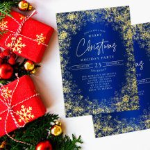 Koninklijk Blauw Gouden Sneeuwvlokken Kerstvakanti