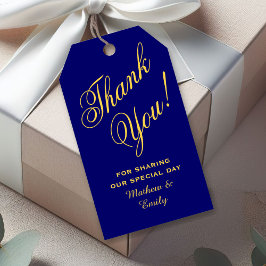 Koninklijk Blauw Gouden Trouw Favoriet Bedankje Cadeaulabel