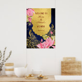 Koninklijk blauw goudpenduizen Indiaas welkomsttek Poster (Keuken)