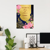 Koninklijk blauw goudpenduizen Indiaas welkomsttek Poster (Thuiskantoor)