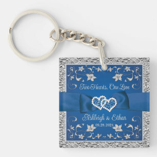 Koninklijk Blauw, Grijs Twee Harten, Eén Liefde Sleutelhanger