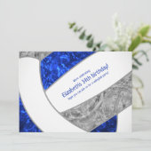 koninklijk blauw - grijze volleybalfeest kaart (Staand voorkant)