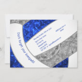 koninklijk blauw - grijze volleybalfeest kaart (Achterkant)